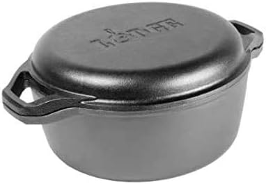Lodge Chef Collection 6 Quart Pre-Seasoned Cast Iron Double Dutch Oven