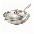 Stainless Steel 316 Wok Pan with Lid, Tri-Ply Stir Fry Pan with Detachable Handle, Works on All Stovetops, Oven & Dishwasher Safe (12.5 inch)