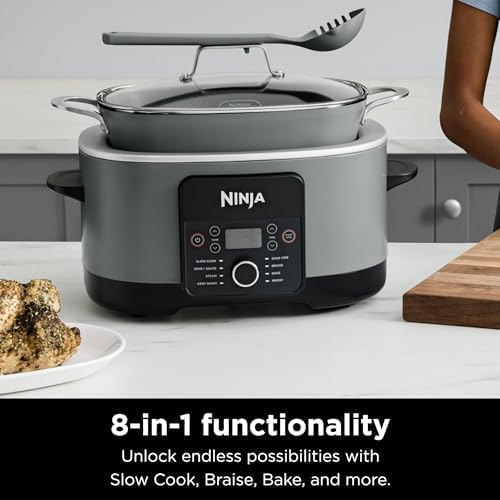 Ninja Foodi PossibleCooker PRO Plus with 11-in-1 Smart Cook System, Thermal Surround Technology, Powerful 1400-Watt Base, Oven safe up to 500º F - White (Renewed)