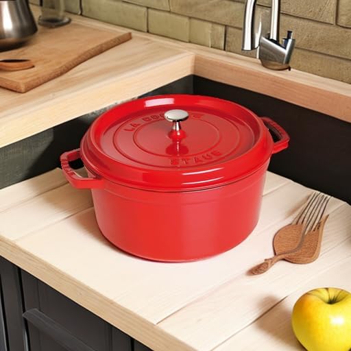 Staub 7-Qt Dutch Oven, Serves up to 7-8 People, Oven Safe to 500°F, Red