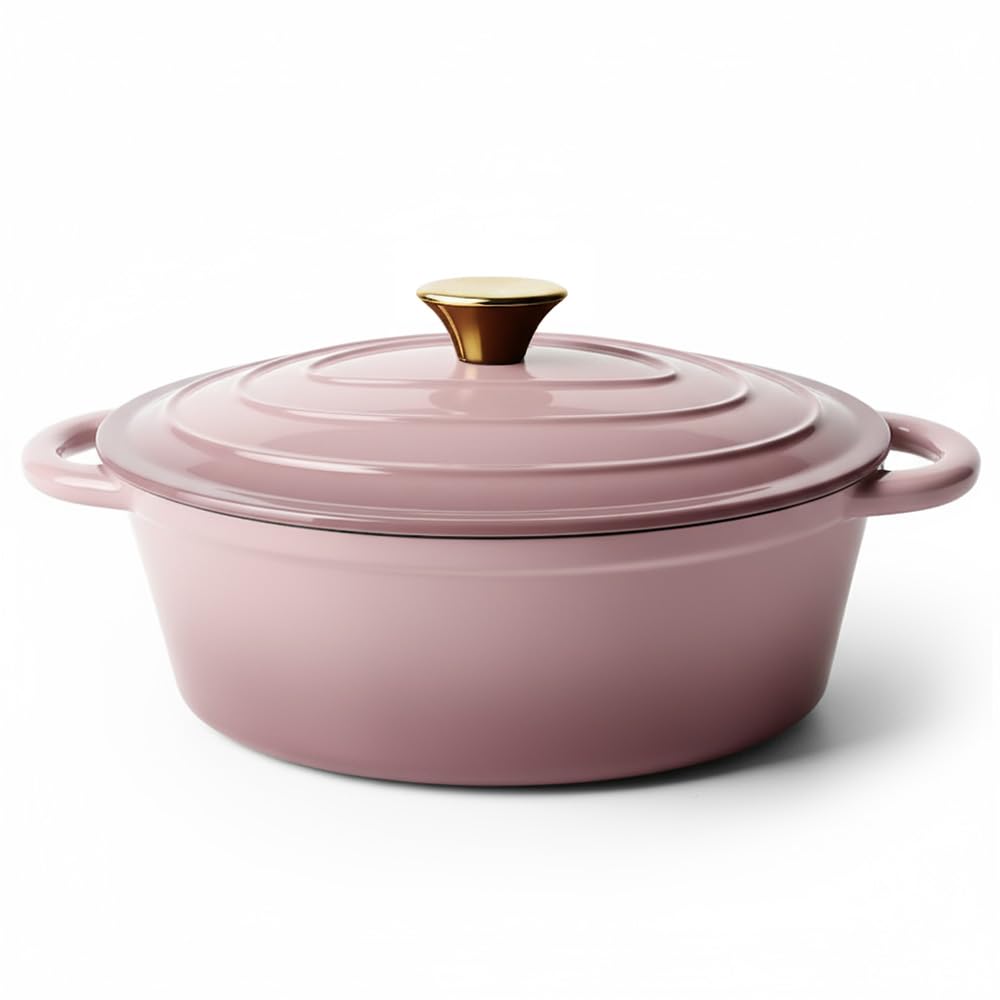 Vintage Style 6 Quart Dutch Oven Pot with Lid, Non Stick Enameled Cast Iron Dutch Oven for Bread Baking, Heavy-Duty, Oven Safe Ceramic Cookware Up to 500°F for Baking, Braising, Stews, Roasting, Purple