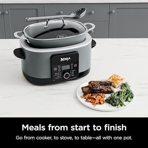 Ninja Foodi PossibleCooker PRO Plus with 11-in-1 Smart Cook System, Thermal Surround Technology, Powerful 1400-Watt Base, Oven safe up to 500º F - White (Renewed)
