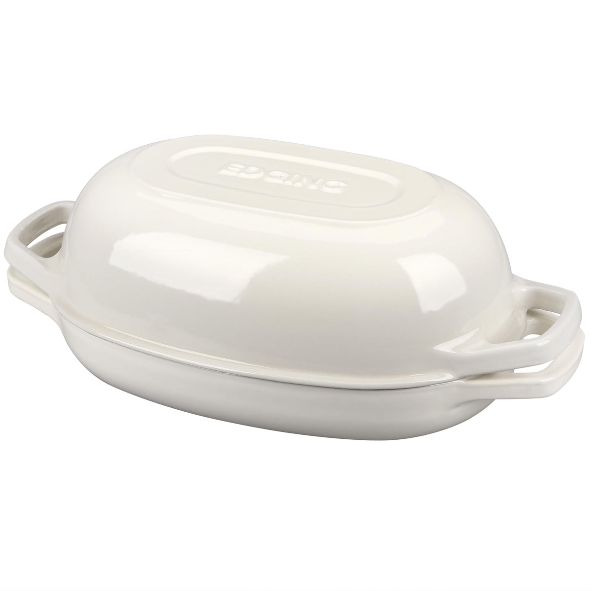 EDGING CASTING Enameled Cast Iron Oval Dutch Oven Pot with Lid, Dutch Oven for Sourdough Bread Baking, Bread Oven, Bread Dutch Oven, Oval Bread Pan, 5qt, White