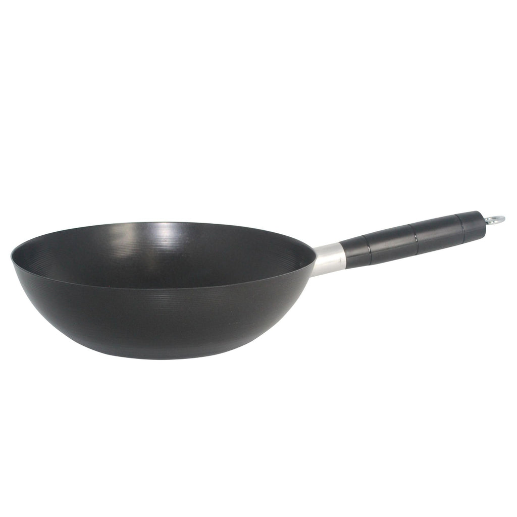 IMUSA 9.5 Inch Carbon Steel Nonstick Wok with Cool-touch Handle, Black