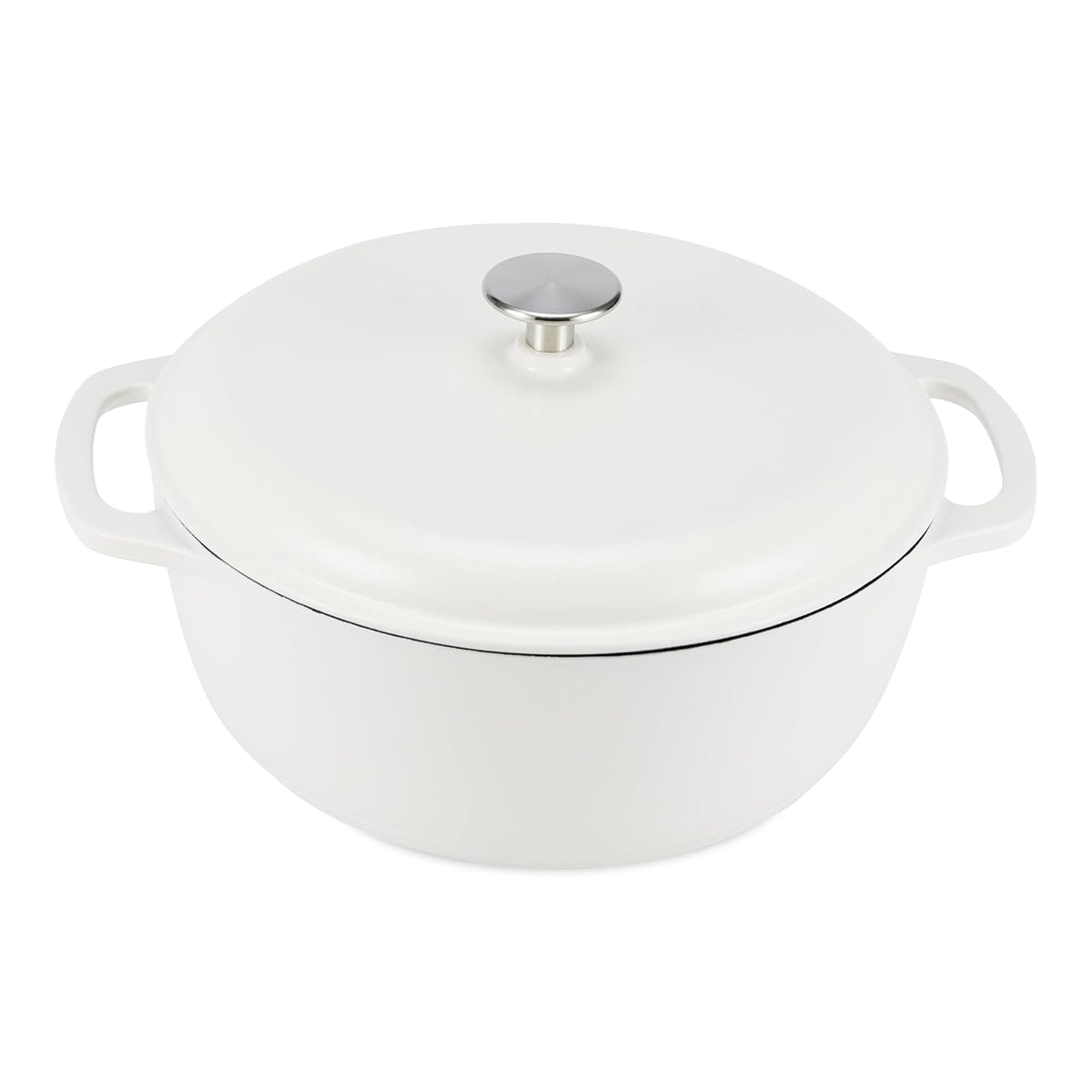 Amazon Basics Enameled Cast Iron Dutch Oven Pot With Lid, 6-Quart, Round, Dual Handles, Heavy-Duty, Oven Safe for Stews, Roasting & Baking, Blue