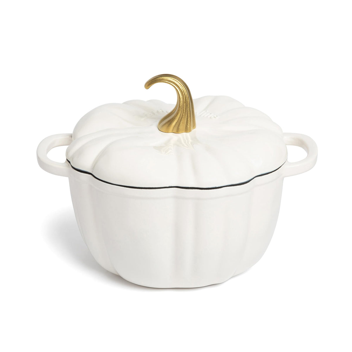 Larder & Vine 5.5 qt Pumpkin Enameled Cast Iron Dutch Oven Pot, White
