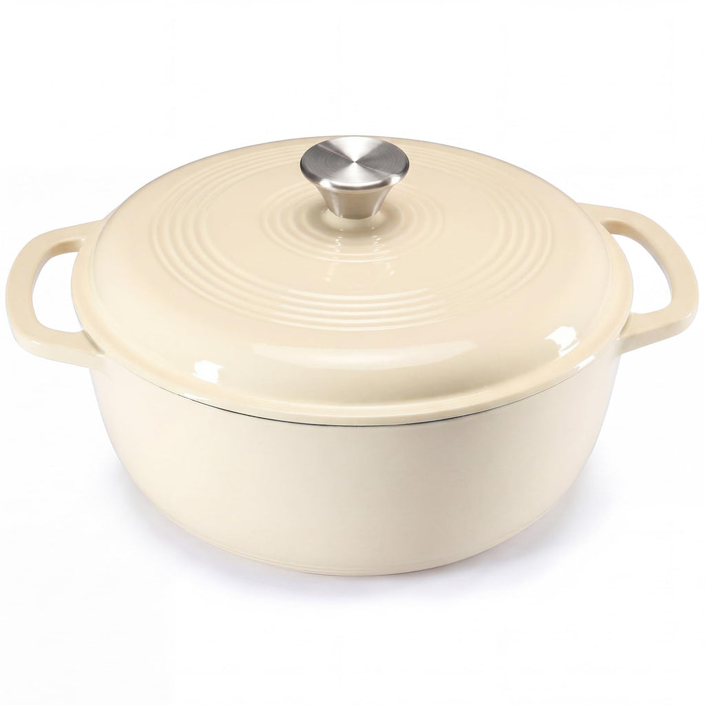 DUMOS Enamel Cast Iron Dutch Oven, 6 Quart Pot with Lid, Gradient Blue