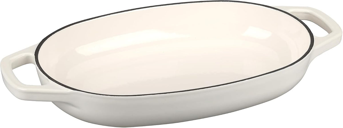 EDGING CASTING Enameled Cast Iron Oval Dutch Oven Pot with Lid, Dutch Oven for Sourdough Bread Baking, Bread Oven, Bread Dutch Oven, Oval Bread Pan, 5qt, White