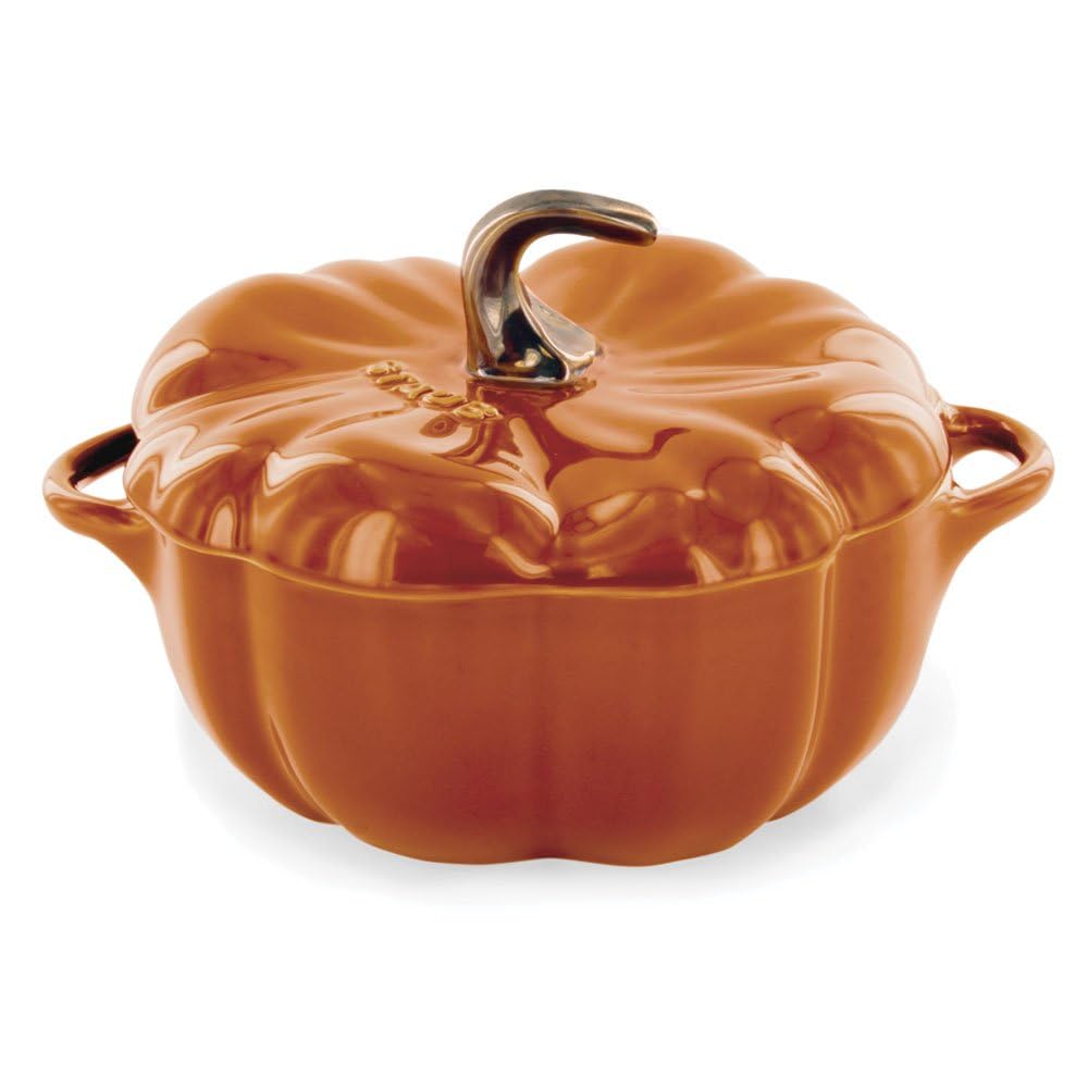 STAUB Ceramic 0.75-qt Petite Pumpkin, Oven & Stove Safe up to 572°F, Pumpkin Dish, Baking Candy Burnt Orange