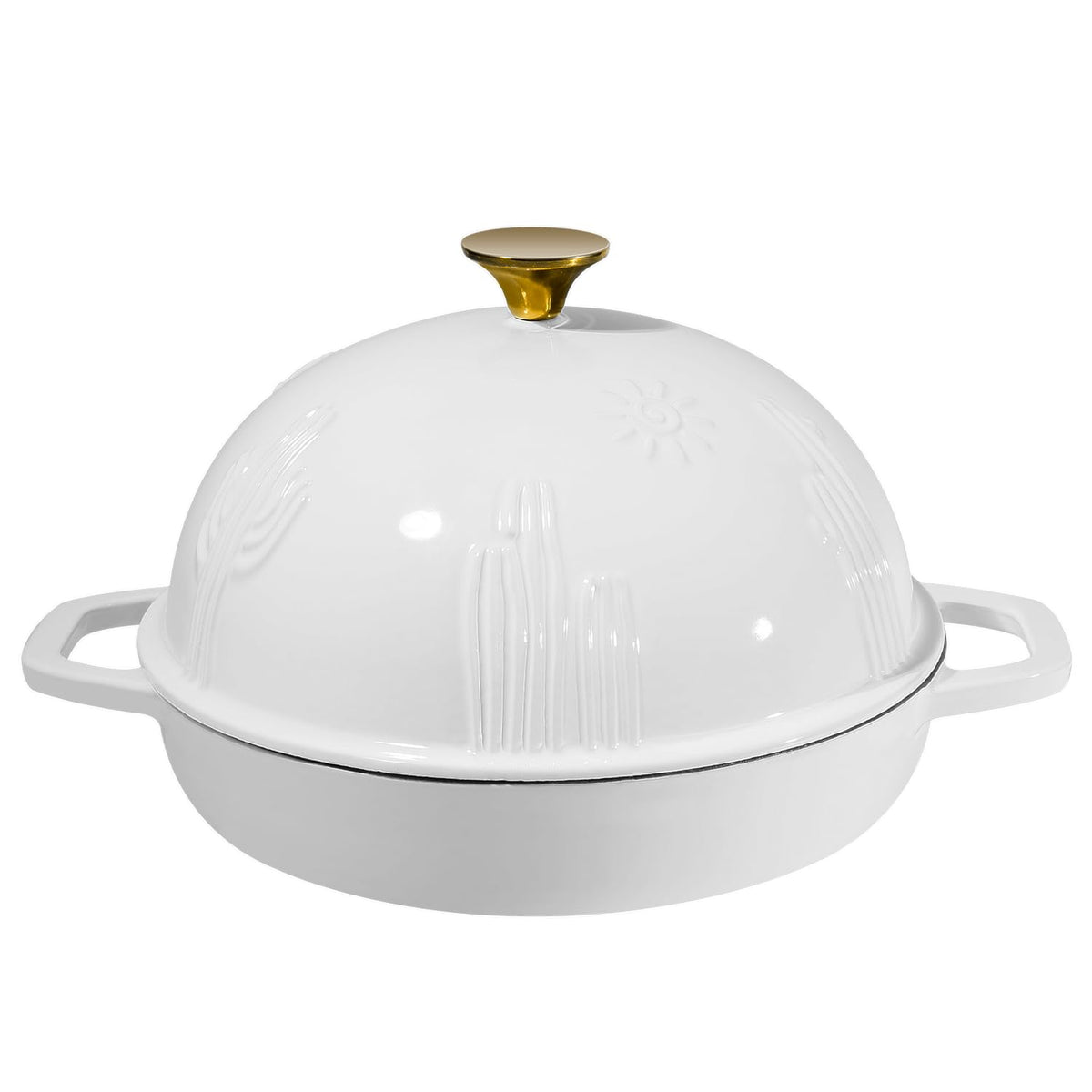 Flavehc Bread Oven Cast Iron Bread Dutch Oven with Cloche Lid for Bread Baking Darkcyan Enameled Cast Iron Bread Oven with Dome Lid for Sourdough, 9.8 Inches
