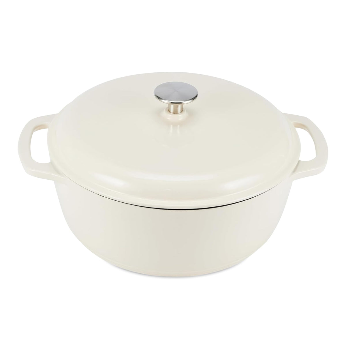 Amazon Basics Enameled Cast Iron Dutch Oven Pot With Lid, 6-Quart, Round, Dual Handles, Heavy-Duty, Oven Safe for Stews, Roasting & Baking, Blue