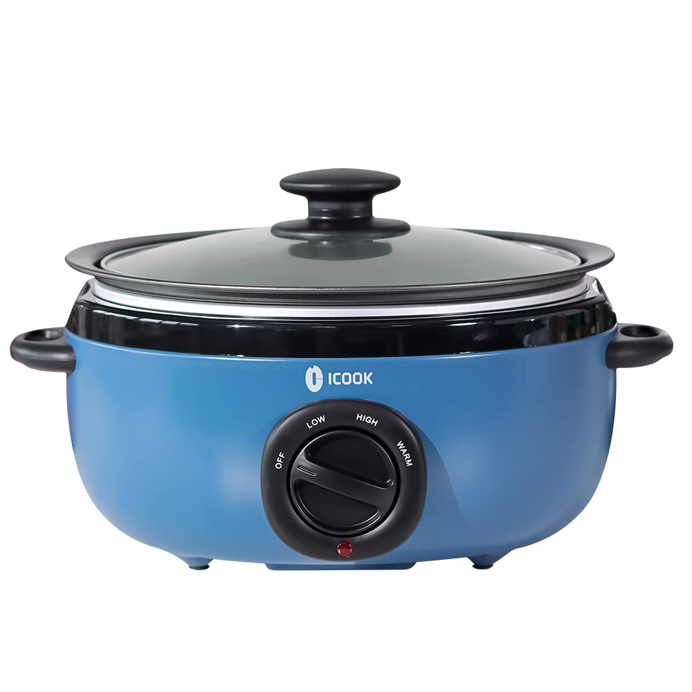 3.5 Quart Slow Cooker with 3 Heat Settings, Non-Stick and Dishwasher Safe, Removable Ceramic Pot Tempered Glass Lid, Cool Touch Handles for Entrees, Soups, Stews, Ivory White