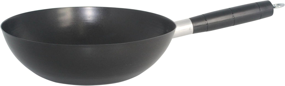 IMUSA 9.5 Inch Carbon Steel Nonstick Wok with Cool-touch Handle, Black