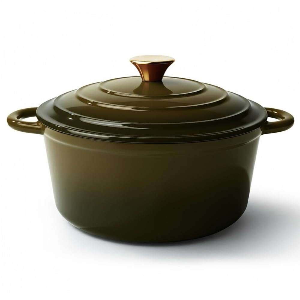 Vintage Style 6 Quart Dutch Oven Pot with Lid, Non Stick Enameled Cast Iron Dutch Oven for Bread Baking, Heavy-Duty, Oven Safe Ceramic Cookware Up to 500°F for Baking, Braising, Stews, Roasting, Pink