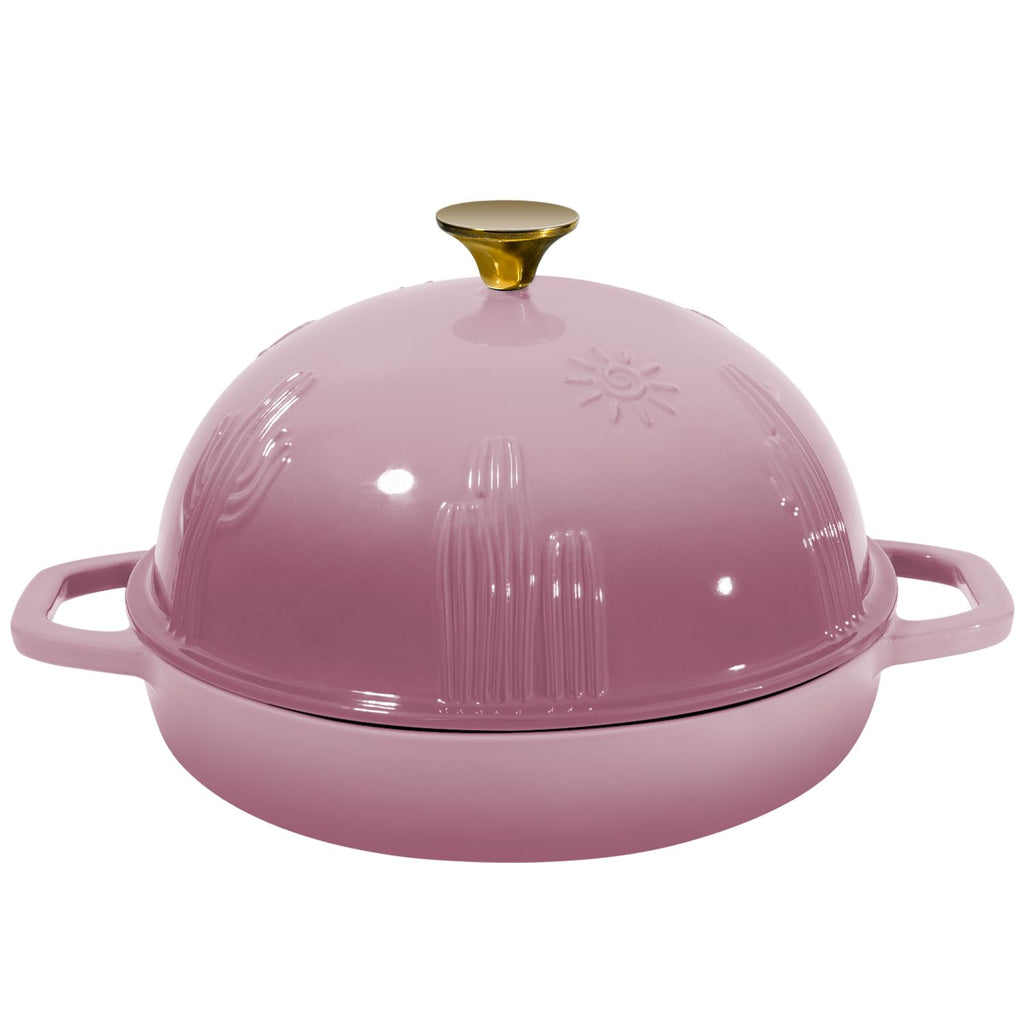 Flavehc Bread Oven Cast Iron Bread Dutch Oven with Cloche Lid for Bread Baking Darkcyan Enameled Cast Iron Bread Oven with Dome Lid for Sourdough, 9.8 Inches