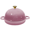 Flavehc Bread Oven Cast Iron Bread Dutch Oven with Cloche Lid for Bread Baking Darkcyan Enameled Cast Iron Bread Oven with Dome Lid for Sourdough, 9.8 Inches
