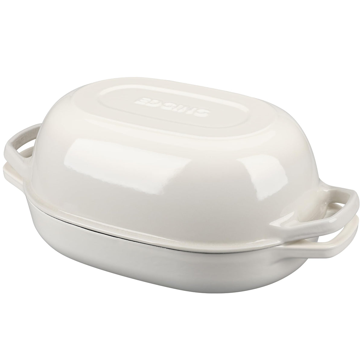 EDGING CASTING Enameled Cast Iron Oval Dutch Oven Pot with Lid, Dutch Oven for Sourdough Bread Baking, Bread Oven, Bread Dutch Oven, Oval Bread Pan, 5qt, White