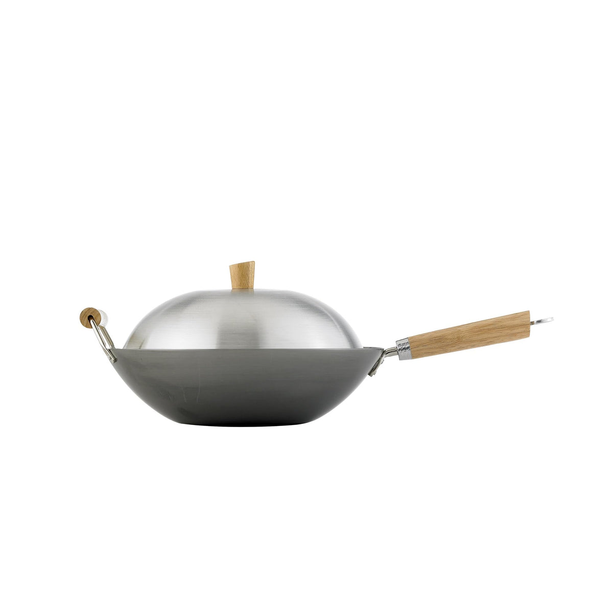 Helen's Asian Kitchen Carbon Steel Mini Wok, 8-Inch, Flat Bottom Chinese Stir Fry Pan With Rubberwood Handle For Single-Serve Stir Fry, Fried Rice, Noodles, And Asian Cooking