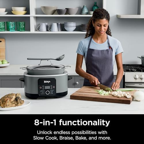 Ninja Foodi PossibleCooker PRO Plus with 11-in-1 Smart Cook System, Thermal Surround Technology, Powerful 1400-Watt Base, Oven safe up to 500º F - White (Renewed)