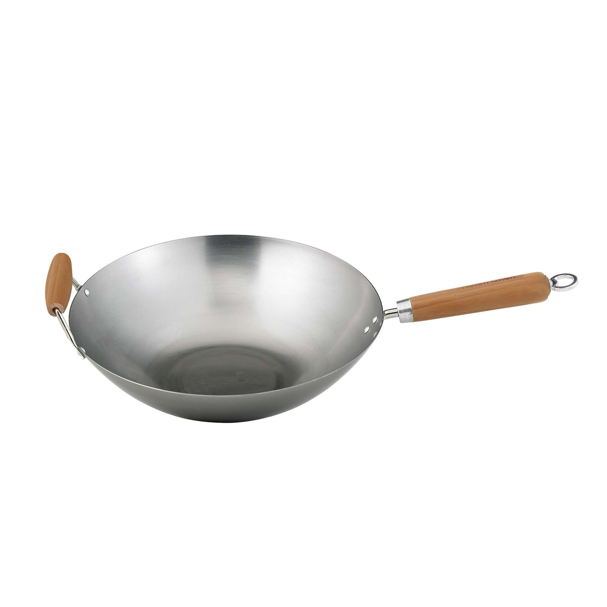 Helen's Asian Kitchen Carbon Steel Mini Wok, 8-Inch, Flat Bottom Chinese Stir Fry Pan With Rubberwood Handle For Single-Serve Stir Fry, Fried Rice, Noodles, And Asian Cooking