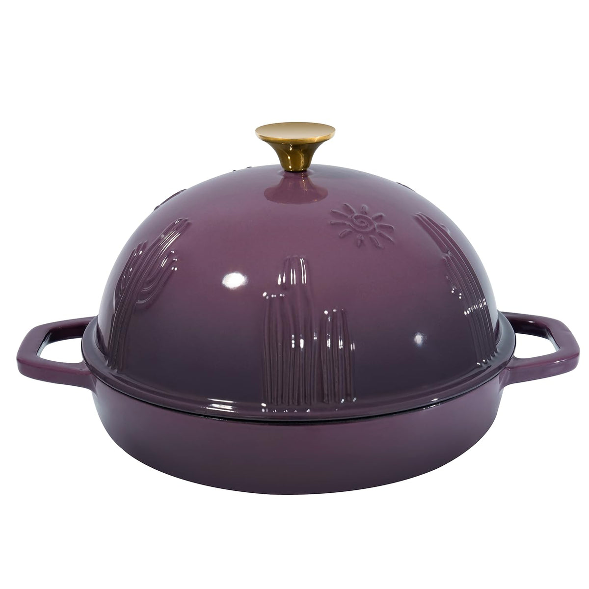 Flavehc Bread Oven Cast Iron Bread Dutch Oven with Cloche Lid for Bread Baking Darkcyan Enameled Cast Iron Bread Oven with Dome Lid for Sourdough, 9.8 Inches