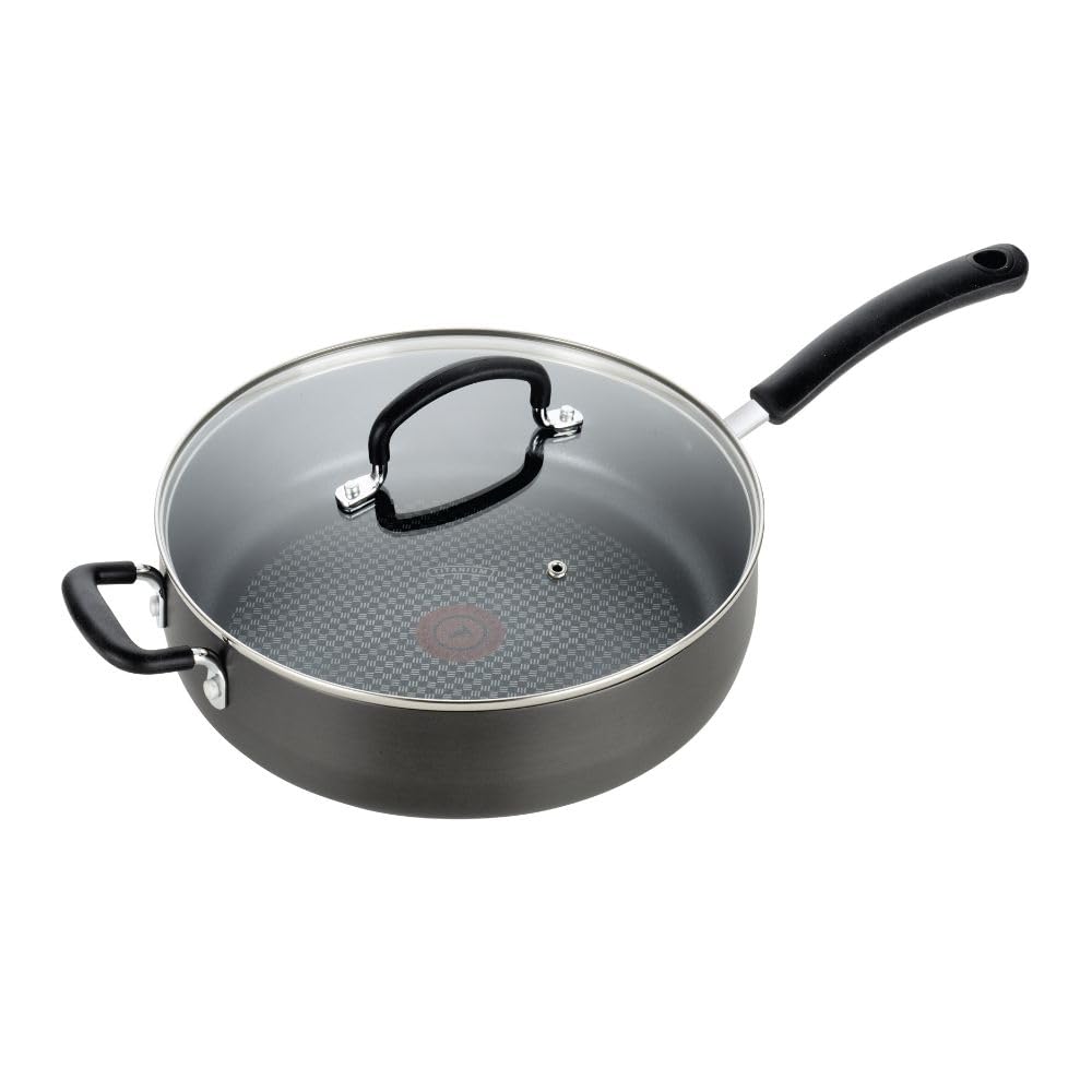 T-Fal Ultimate Hard Anodized Nonstick Fry Pan With Lid 12 Inch, Oven Broiler Safe 400F, Lid Safe 350F, Cookware, Pots and Pans, Kitchen Frying Pans, Skillets, Home, Dishwasher Safe, Onyx