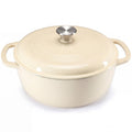 NEWBULIG 6 Quart Cast Iron Dutch Oven, Enamel Dutch Oven Pot with Lid Beige