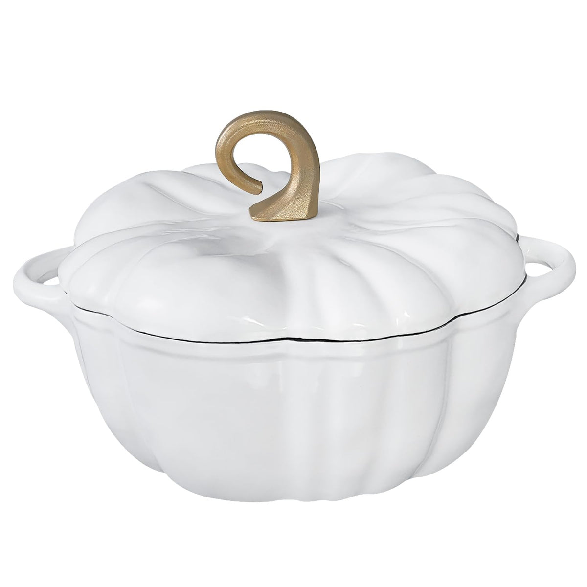 Flavehc Pumpkin Dutch Oven Pot with Lid 3.8 Qt, Enameled Cast Iron, Halloween Decor