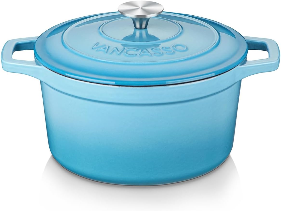 vancasso 2.5 Qt Enameled Cast Iron Dutch Oven with Lid, Blue