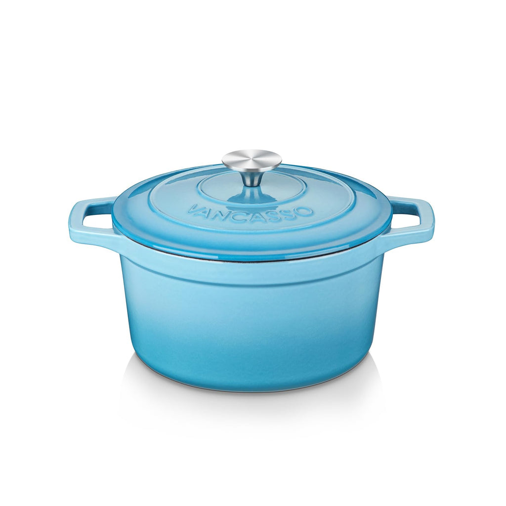 vancasso 2.5 Qt Enameled Cast Iron Dutch Oven with Lid, Blue