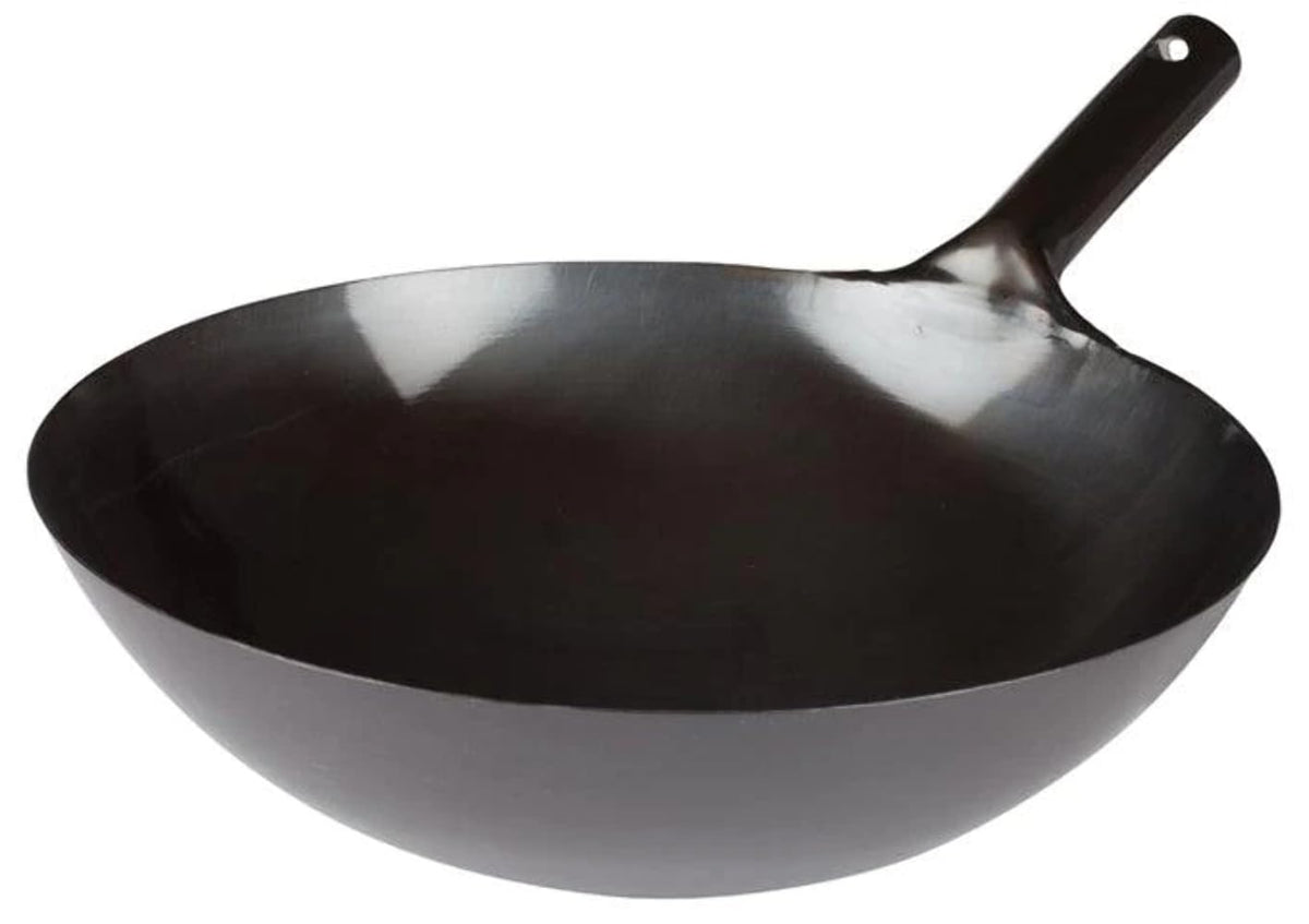 Winco 16" Black Carbon Steel Commercial Wok