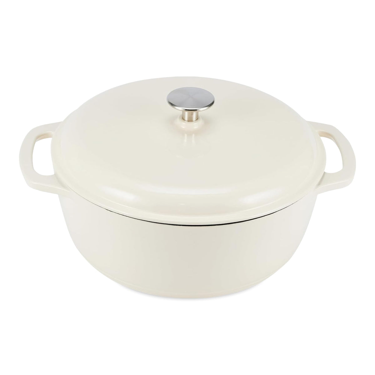 Amazon Basics Enameled Cast Iron Dutch Oven Pot With Lid, 6-Quart, Round, Dual Handles, Heavy-Duty, Oven Safe for Stews, Roasting & Baking, Blue