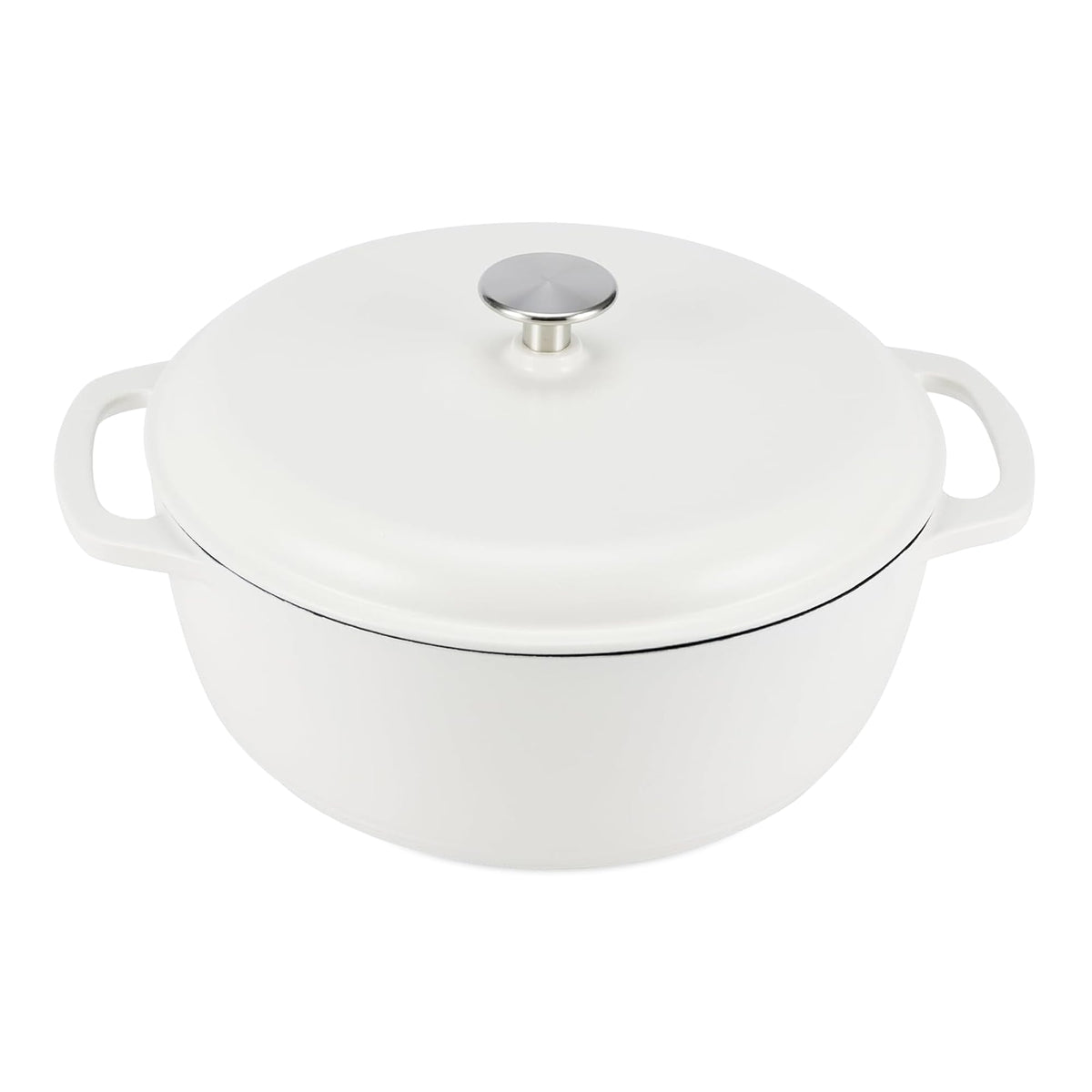 Amazon Basics Enameled Cast Iron Dutch Oven Pot With Lid, 6-Quart, Round, Dual Handles, Heavy-Duty, Oven Safe for Stews, Roasting & Baking, Blue