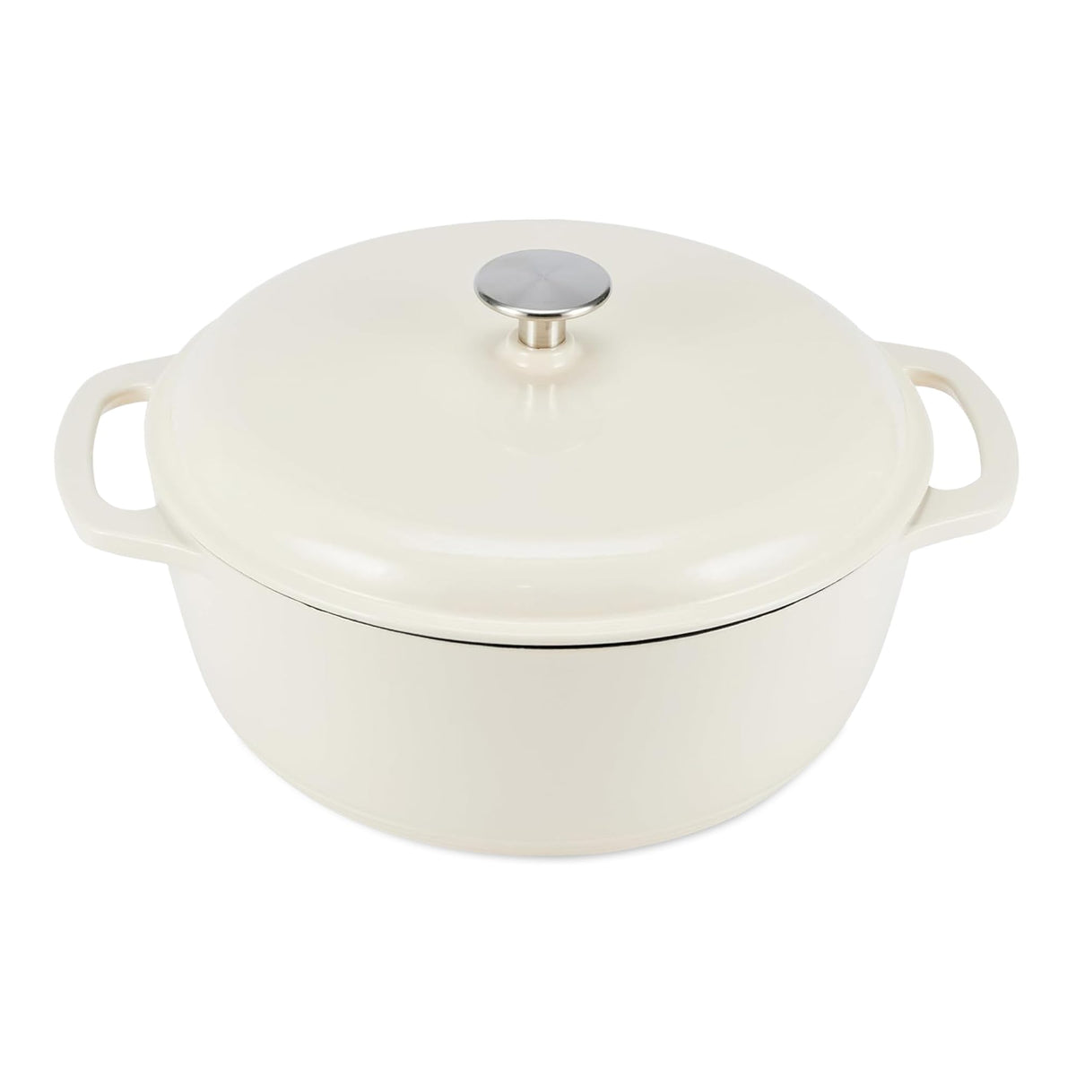 Amazon Basics Enameled Cast Iron Dutch Oven Pot With Lid, 6-Quart, Round, Dual Handles, Heavy-Duty, Oven Safe for Stews, Roasting & Baking, Blue