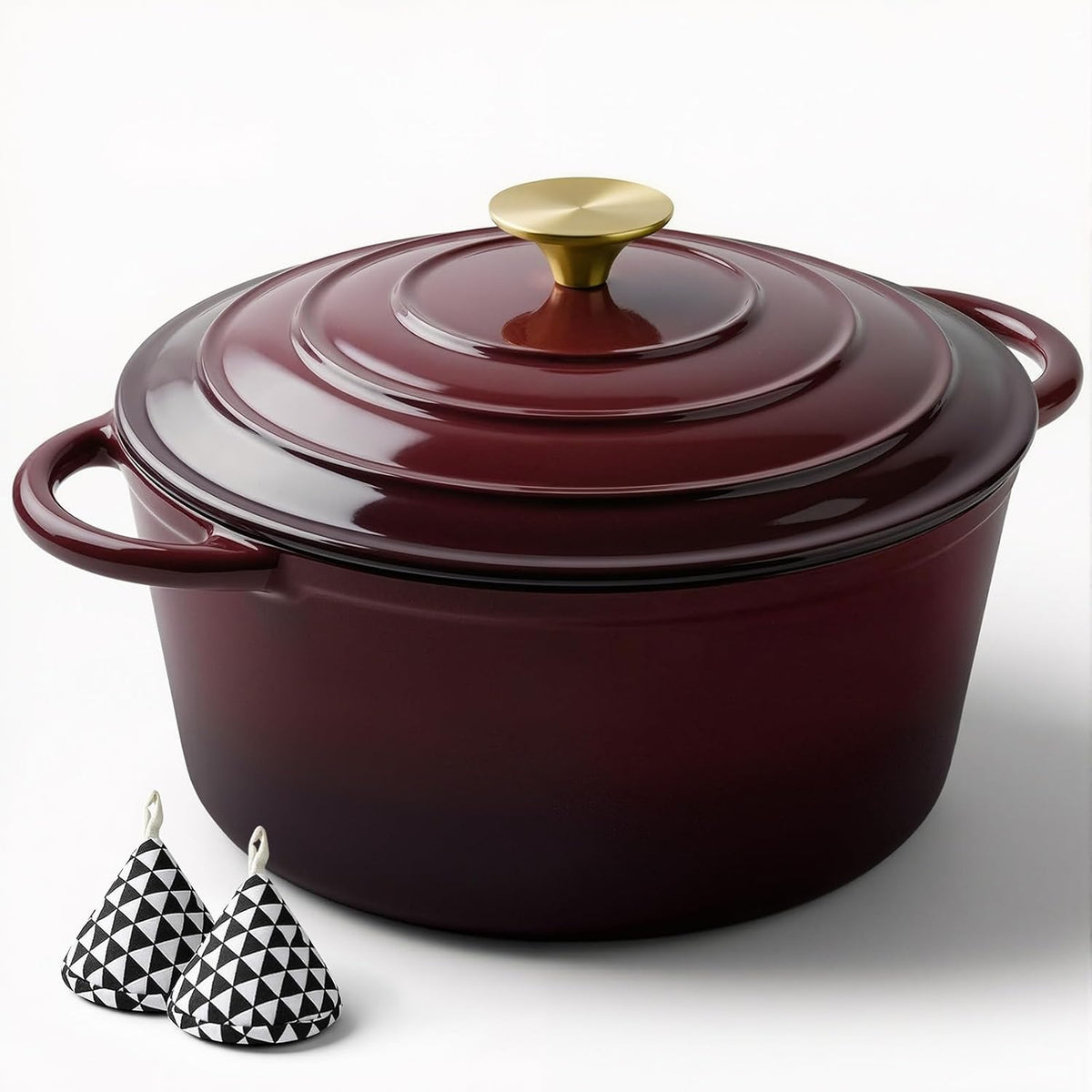 Miereirl 6 Quart Enameled Dutch Oven Pot with Lid, Cast Iron Dutch Oven with Dual Handles for Bread Baking, Cooking, Non-stick Enamel Coated Cookware, Fig