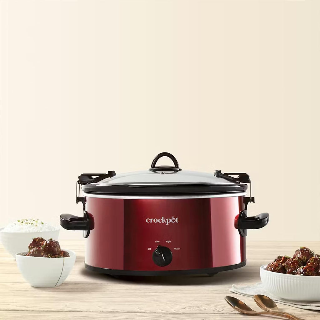 Crock-Pot Cook and Carry Manual Portable Slow Cooker, Red, 6 Quart Oval