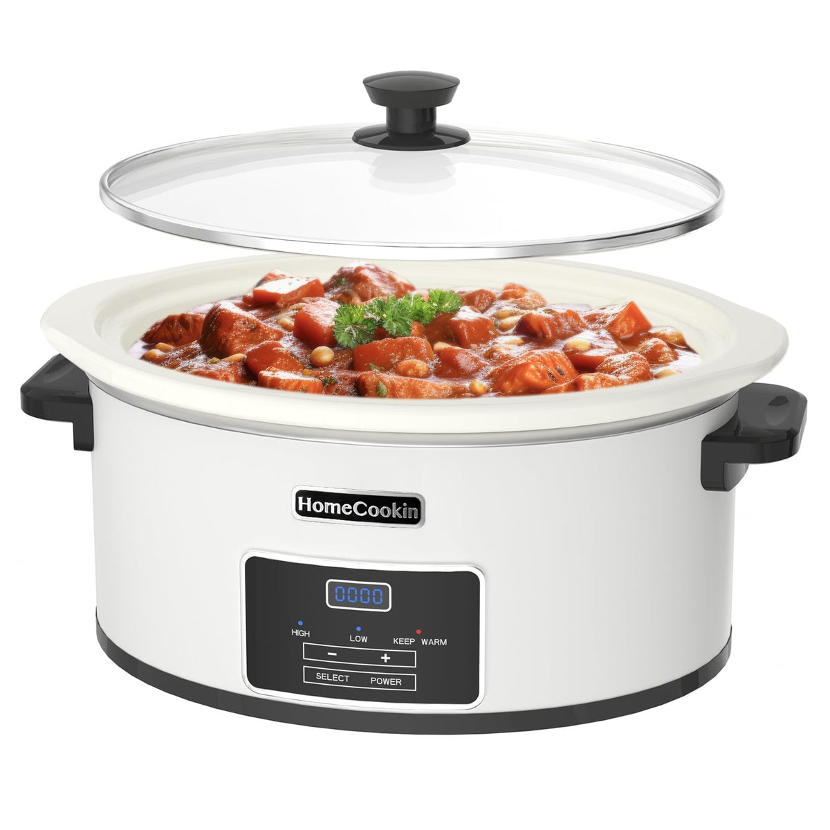 HOMECOOKIN 8 Quart Programmable Slow Cooker, Kitchen Appliances, Perfect Kitchen Small Appliance for Family Dinners, Red Stainless Steel