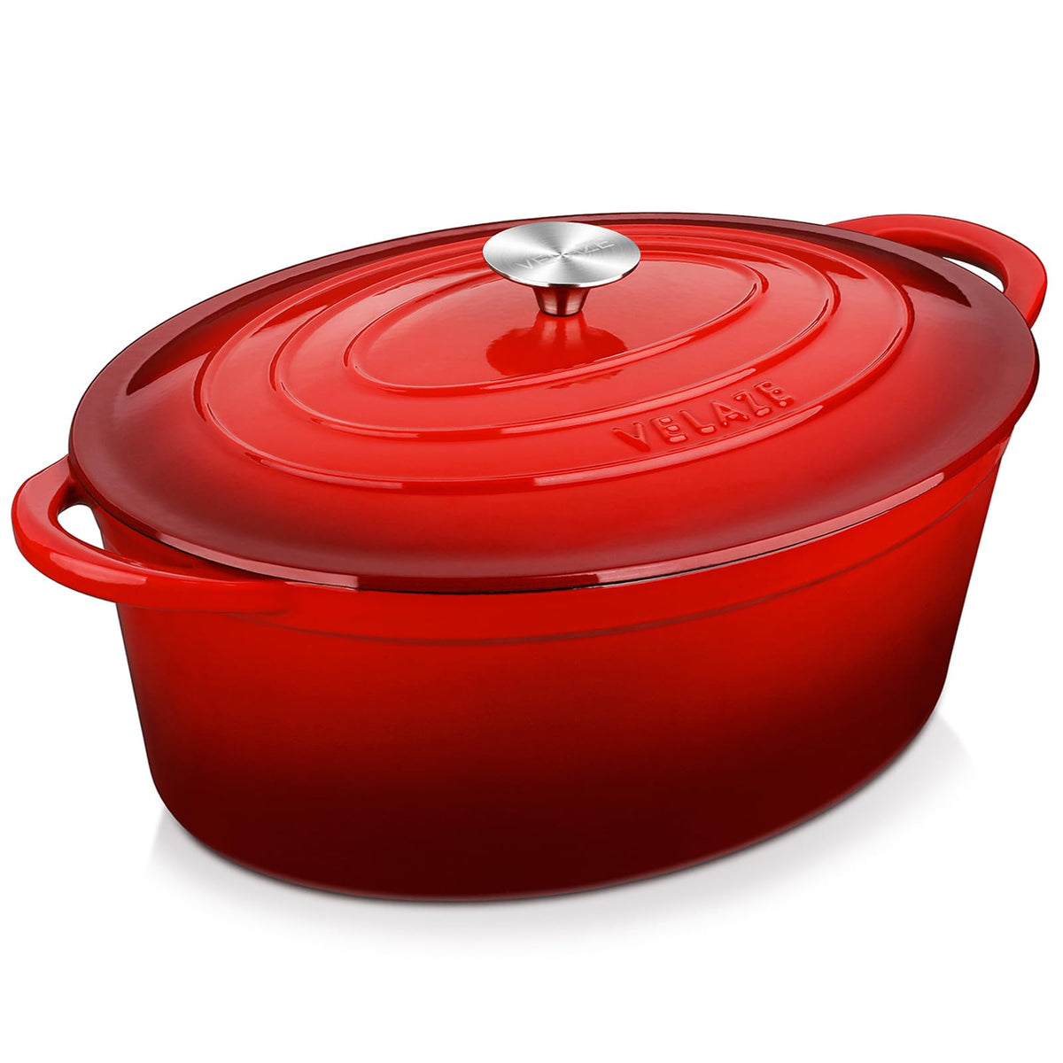 Velaze 7.5 QT Oval Enameled Cast Iron Dutch Oven Pot with Lid,Blue
