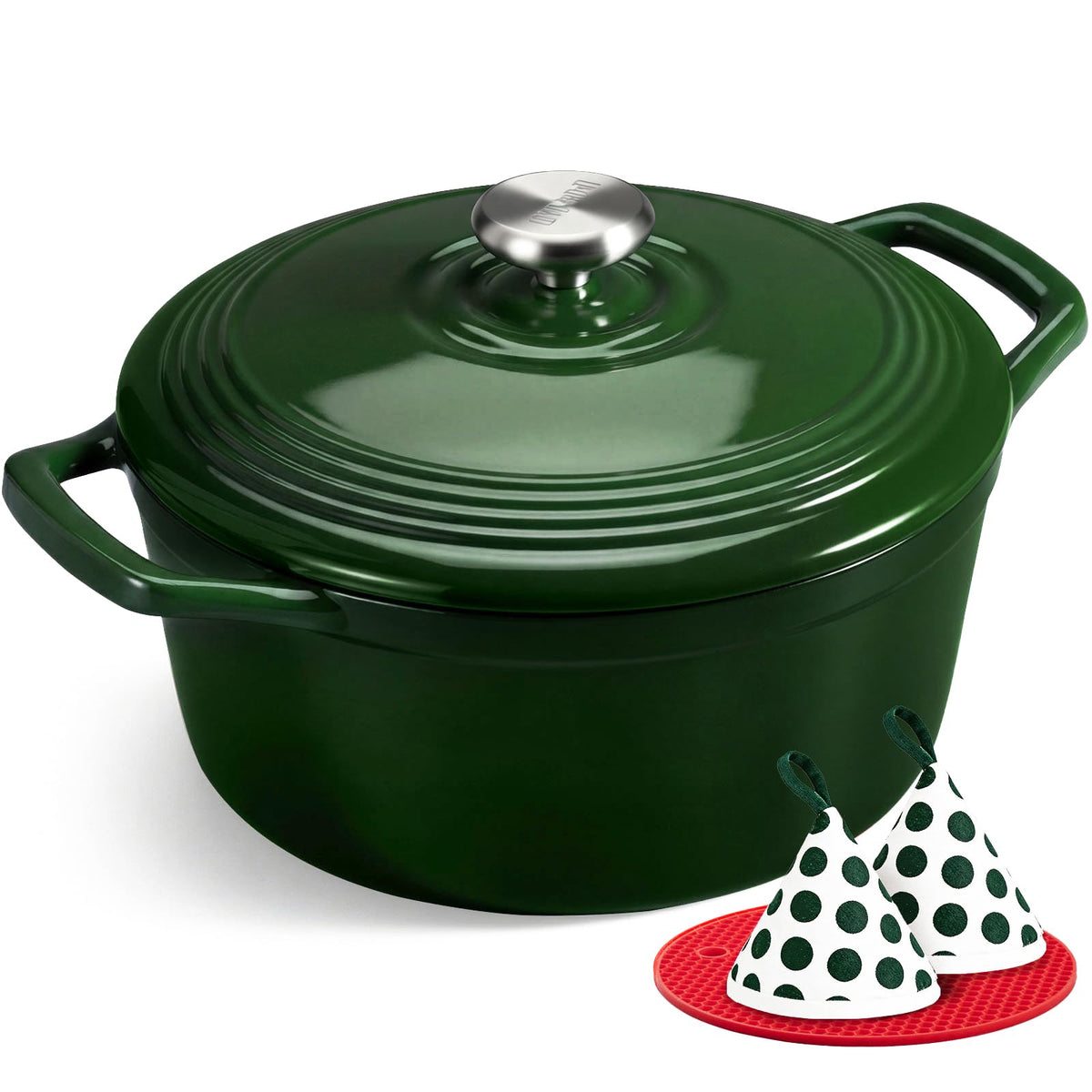 Overmont Enameled Cast Iron Dutch Oven - 7QT Pot with Lid Cookbook