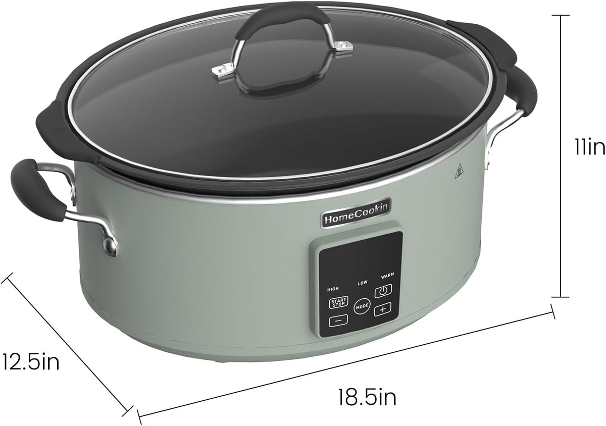 HOMECOOKIN Slow Cooker, Extra Large 10 Quarts Digital Slow Cookers with Timer, Dishwasher Safe Glass Lid & Crock, Kitchen Appliance for Families & Gatherings, Olive