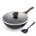 Kordisen Ceramic Wok Pan, 12 Inch Nonstick Wok with Lid, Healthy Non Toxic Woks & Stir-fry Pans for Cooking, Induction Cookware, PFOA & PFAS Free (Grey)