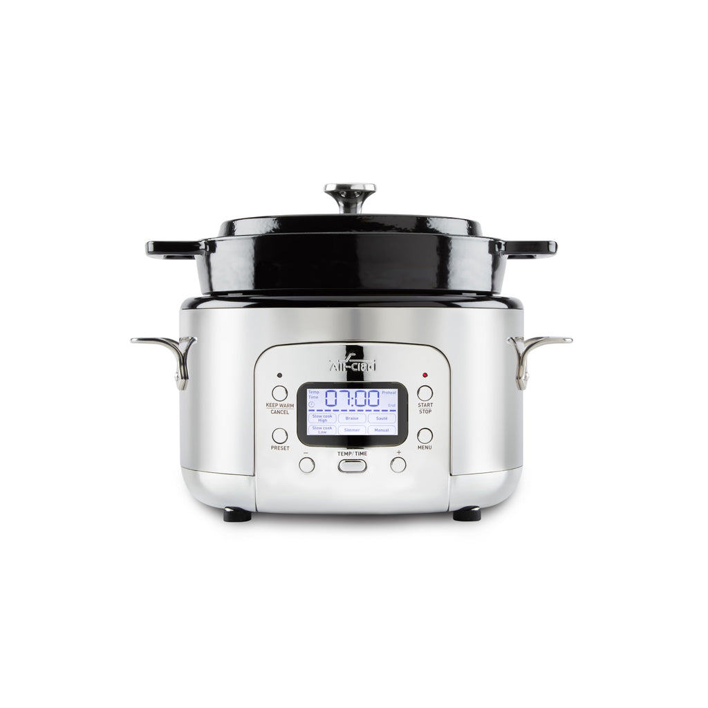 All-Clad Stainless Steel Electric Slow Cooker 7-Quart, Programmable LCD Timer, Aluminum Insert, Slow Cookers, Small Kitchen Appliances, Silver