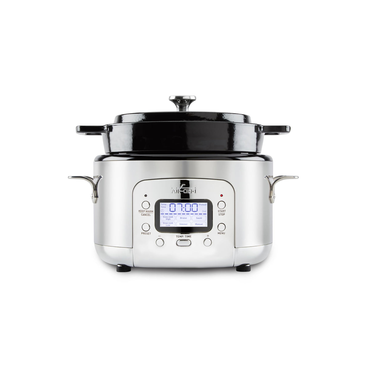 All-Clad Stainless Steel Electric Slow Cooker 7-Quart, Programmable LCD Timer, Aluminum Insert, Slow Cookers, Small Kitchen Appliances, Silver