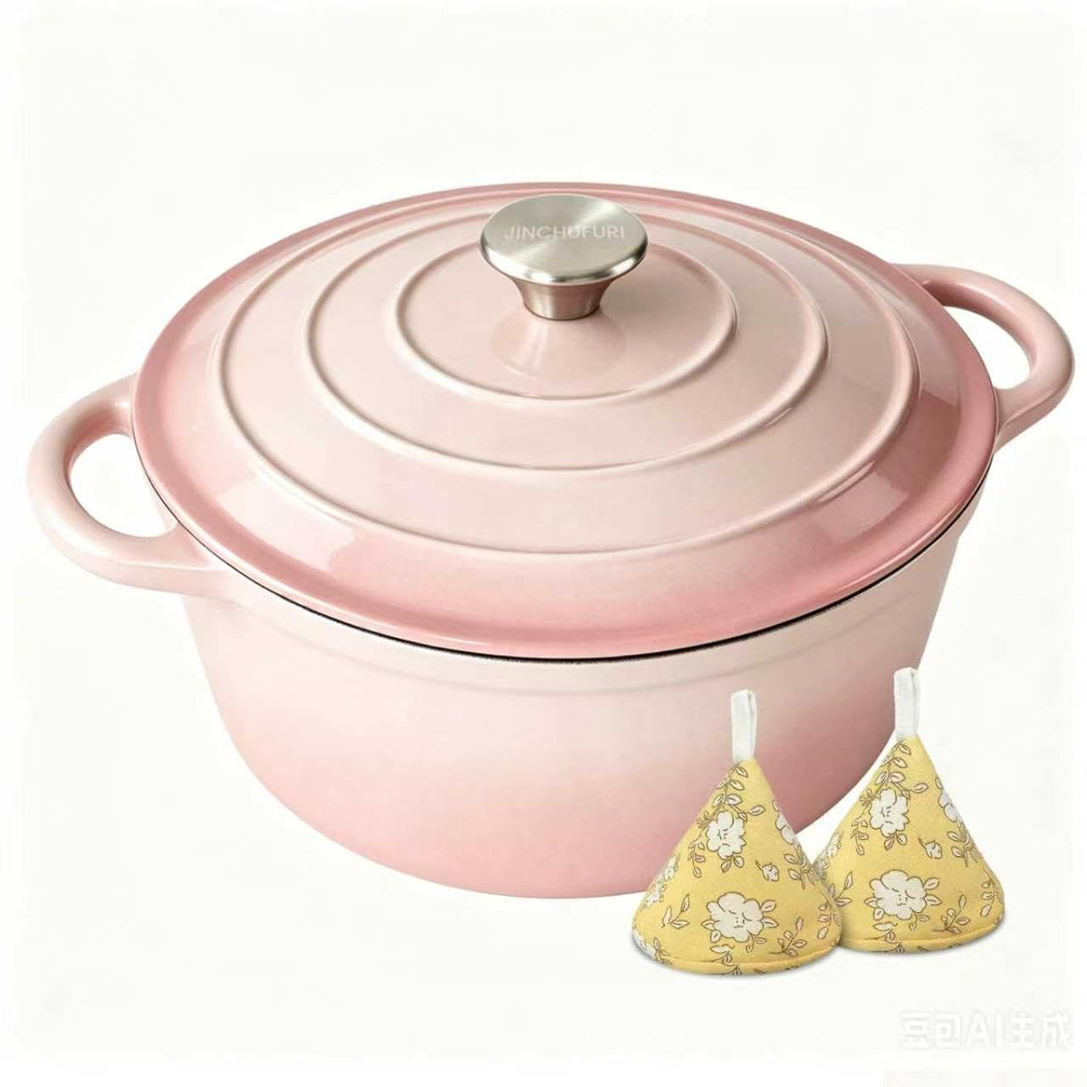 5 Qt Enameled Cast Iron Dutch Oven with Lid, Cream