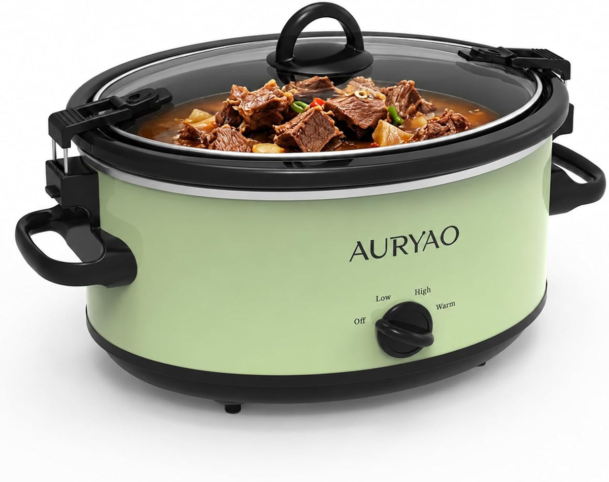 6 Quart Slow Cooker with Locking Lid, Includes 5 Liners, Serves 6-8