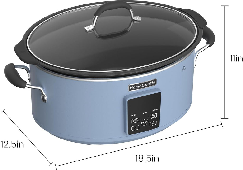 HOMECOOKIN Slow Cooker, Extra Large 10 Quart Programmable Slow Cookers, Dishwasher Safe Glass Lid & Crock, Kitchen Appliance for Families and Gatherings,Blue