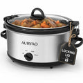 6 Quart Slow Cooker with Locking Lid, Removable Stoneware & 5 Liners