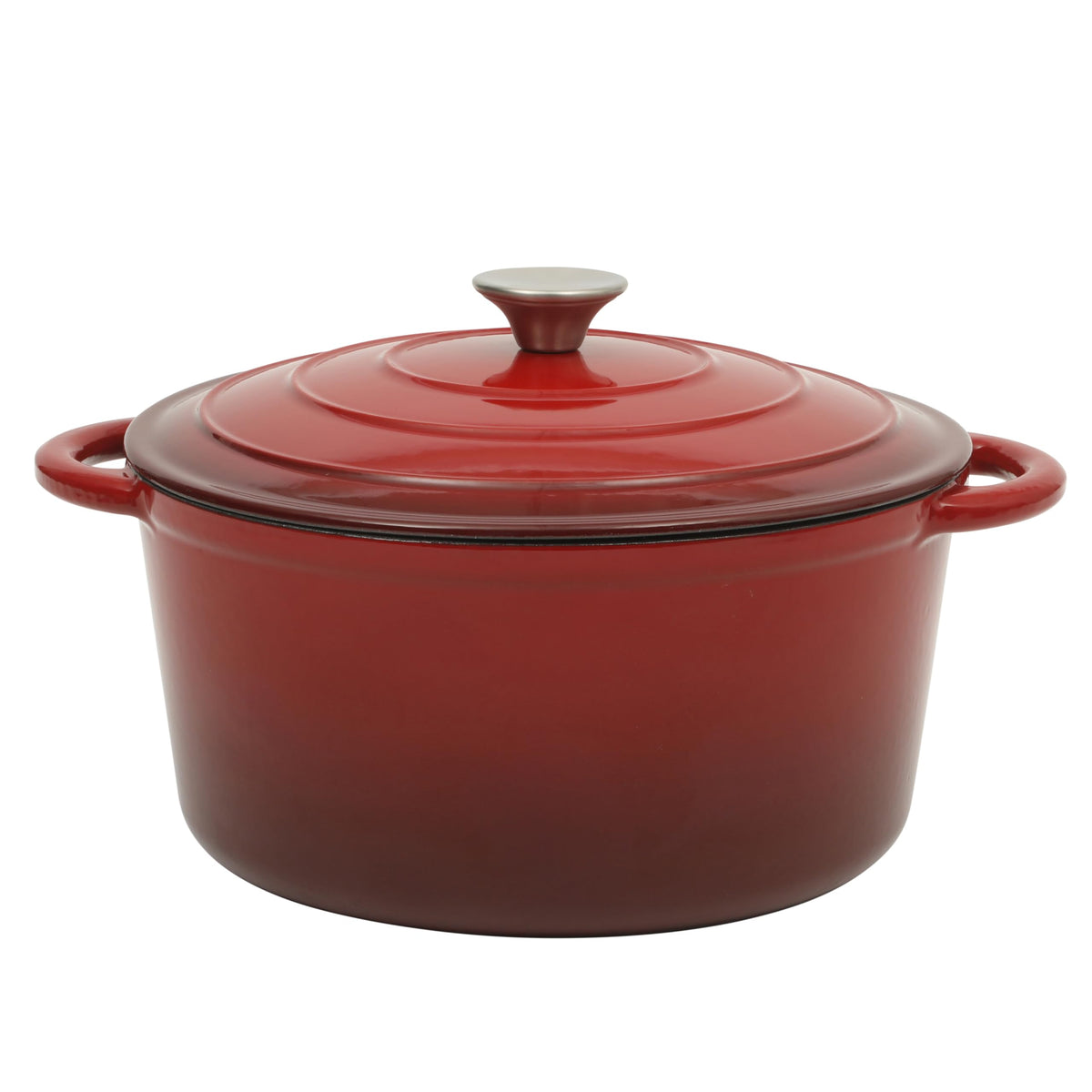 Gibson Home Addlestone 2.65 Quart Round Enamel Cast Iron Dutch Oven Pot With Lid & Dual Handles - Gradient Red
