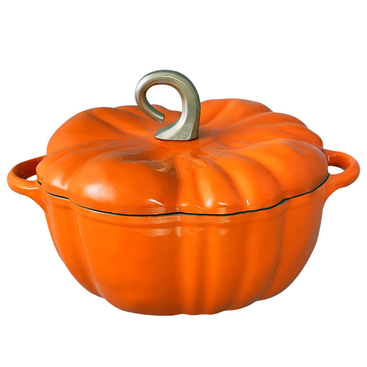 Flavehc Pumpkin Dutch Oven Pot with Lid 3.8 Qt, Enameled Cast Iron, Halloween Decor