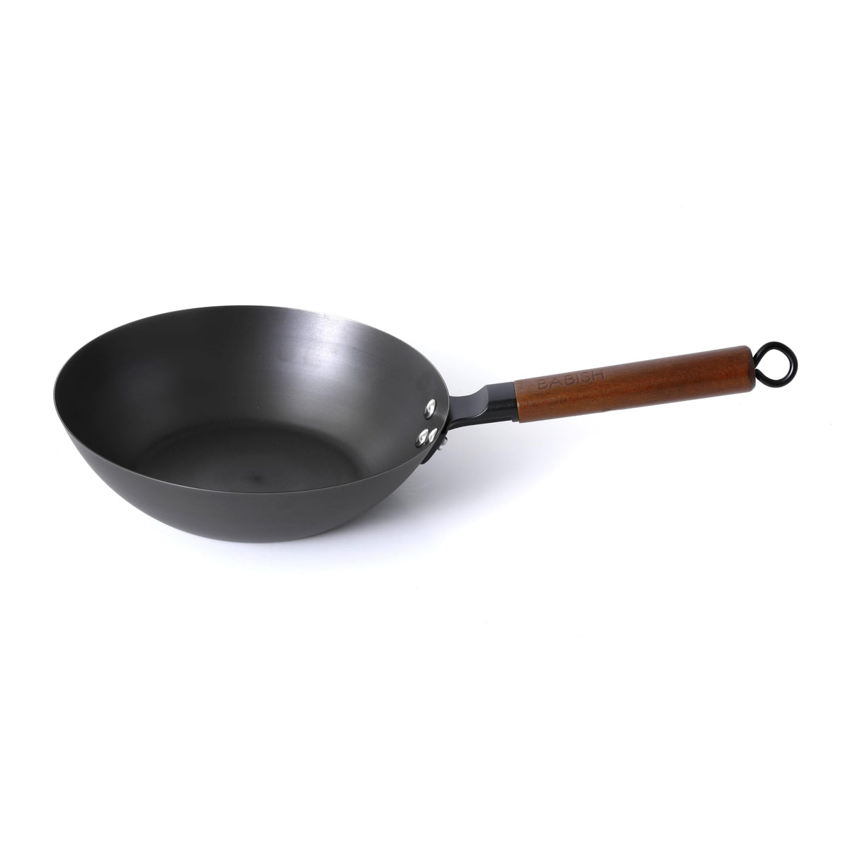 Babish 14 Inch Carbon Steel Wok Pan, Flat Bottom Stir Fry Pan, Induction